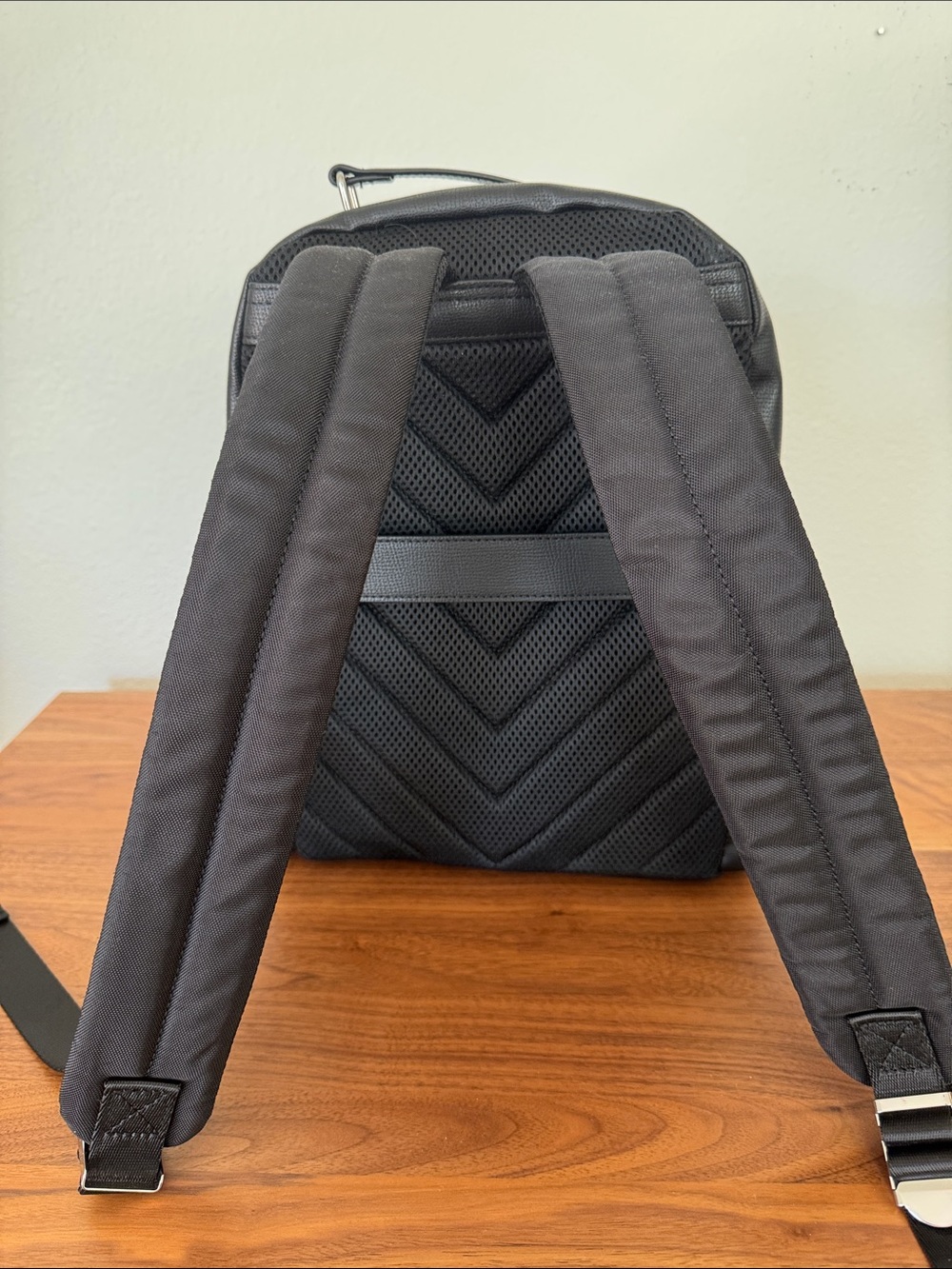 Karl Lagerfeld Black Nylon Backpack with Silver Hardware - Picture 2 of 9